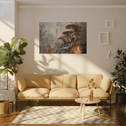 Wild Mushrooms Texture Canvas Art | Elegant Japandi Art