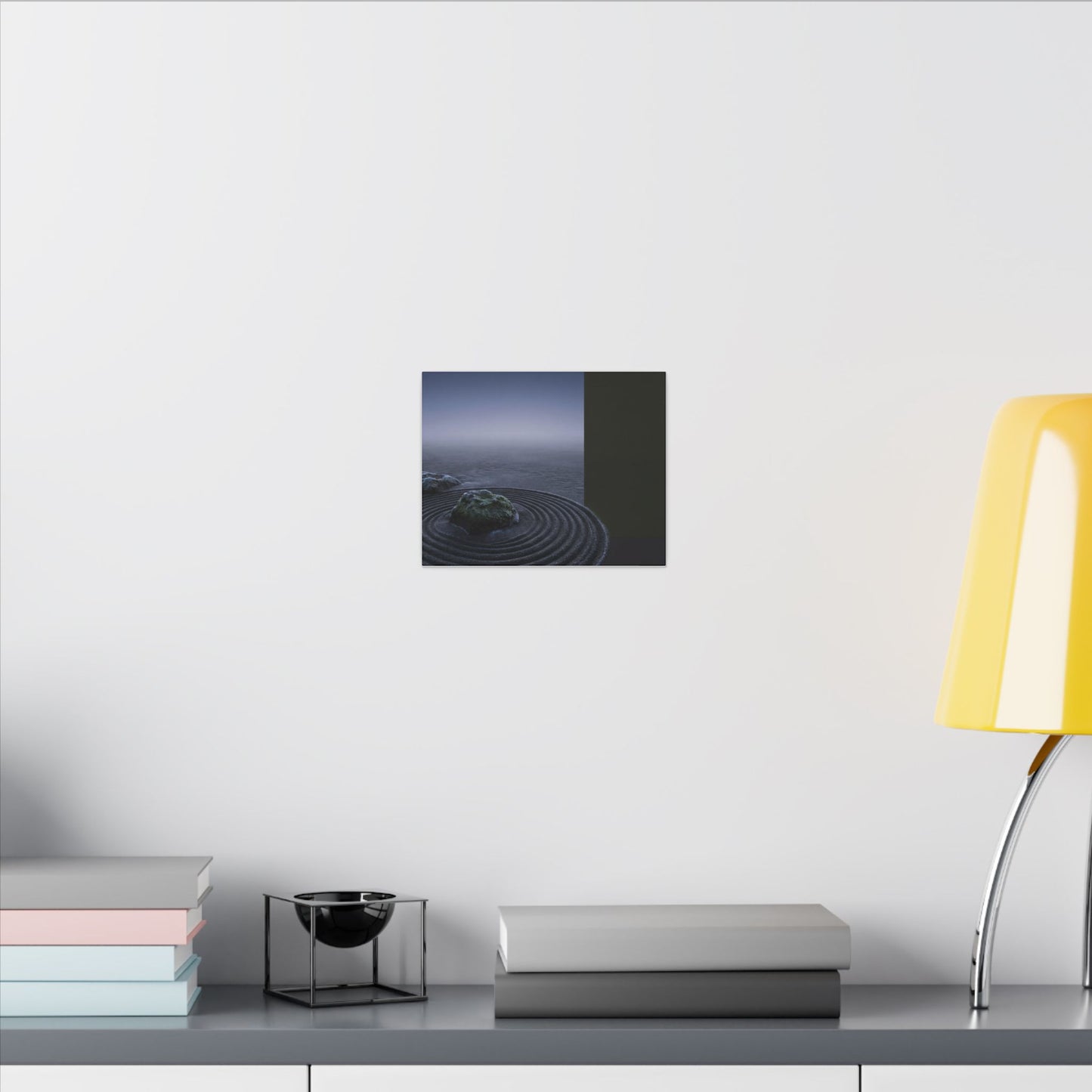 Ma Rock Garden Canvas Art - Dark Japandi Moody Minimal