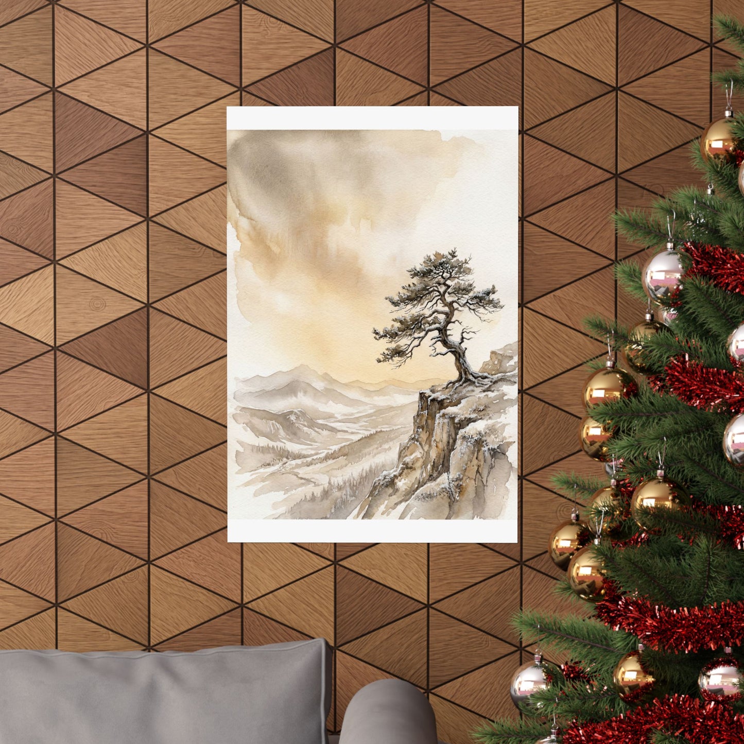 Ma Pine Tree Wall Art Print - Japandi Watercolor