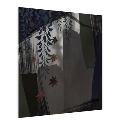 Wisteria Autumn Canvas Art | Dark Japandi Moody Design