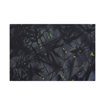 Shadow Play Spring Canvas Art | Dark Japandi Atmospheric Design