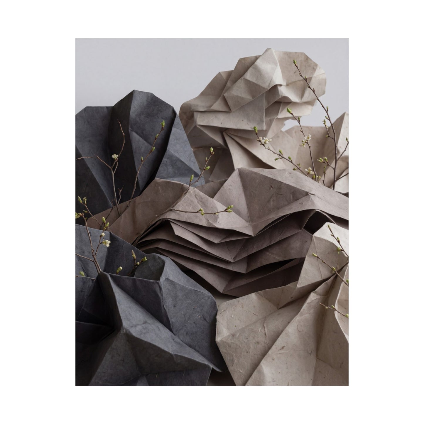 Paper Fold Texture Wall Art Print | Earthy Japandi Art