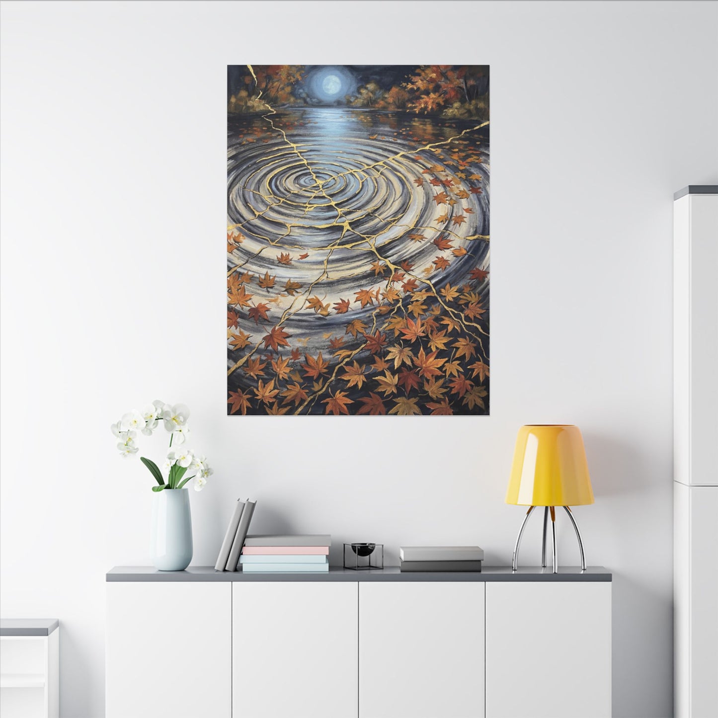 Moonlight Water Ripple Canvas Art - Kintsugi Fukinsei
