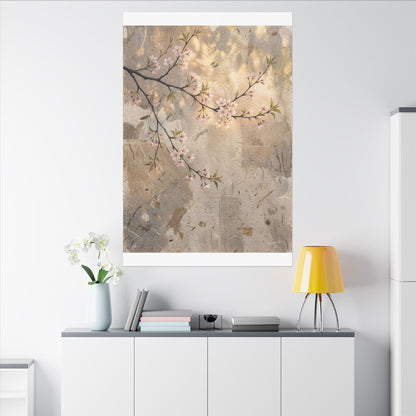 Summer Cherry Blossom Texture Canvas Art | Neutral Decor