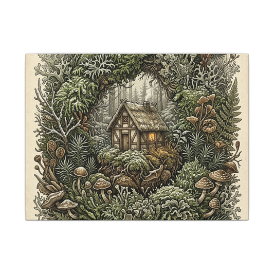 Seijaku Moss Close Up Canvas Art - Cottagecore Vintage Botanical