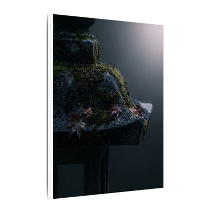 Stone Lantern Moody Minimal Canvas Art | Sophisticated Dark Japandi Art