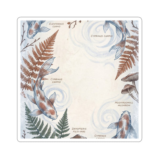 Koi Pond Winter Sticker | Cottagecore Nostalgic Design Art Print