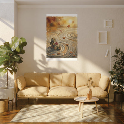 Autumn Rock Garden Watercolor Canvas Art | Neutral Decor