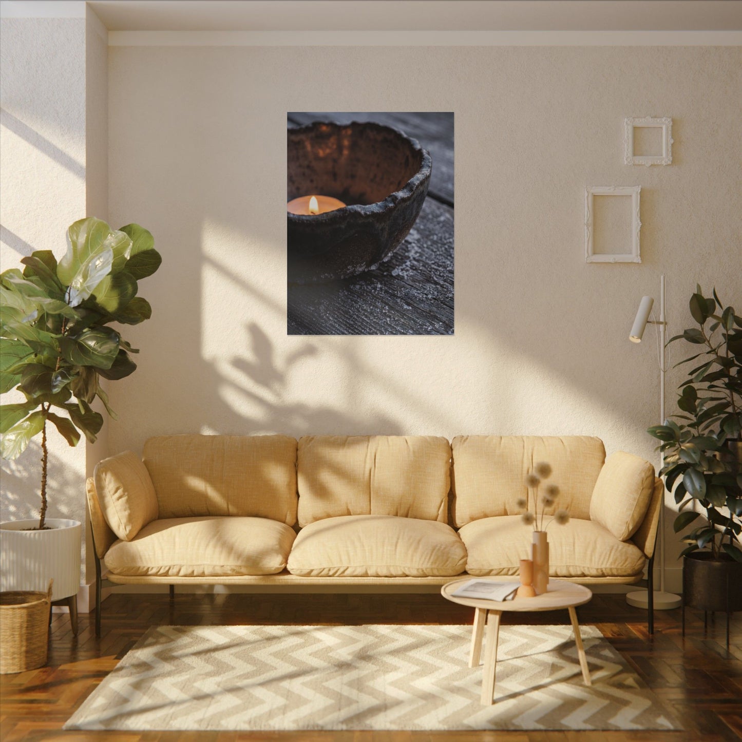 Atmospheric Ceramic Bowl Canvas Art - Moody Minimal Dark Japandi