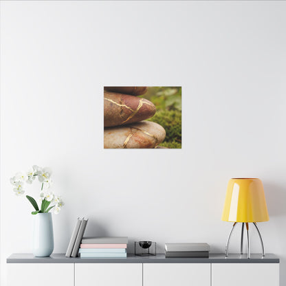 River Stones Summer Canvas Art | Kintsugi Healing Design