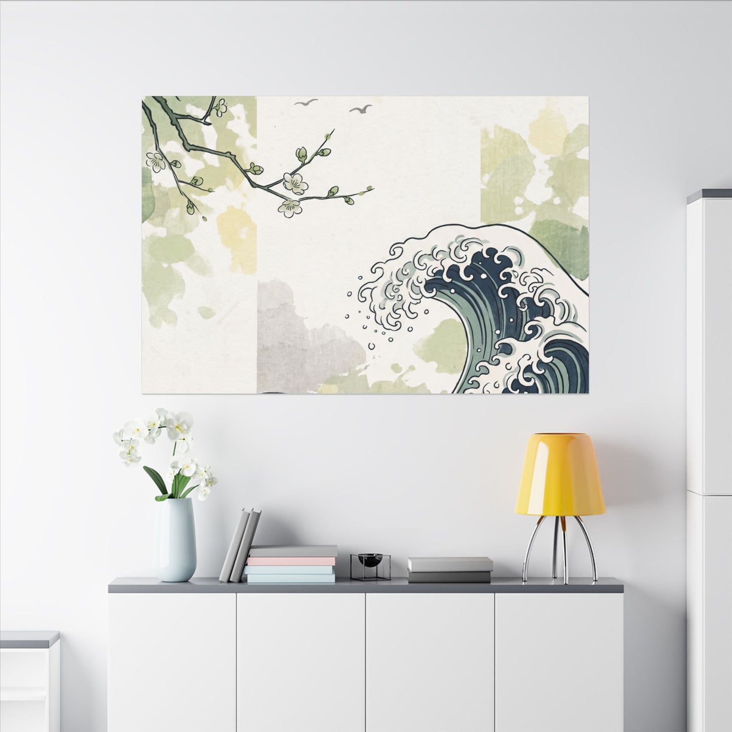 Spring Ocean Wave Ukiyo E Inspired Canvas Art | Serene Decor