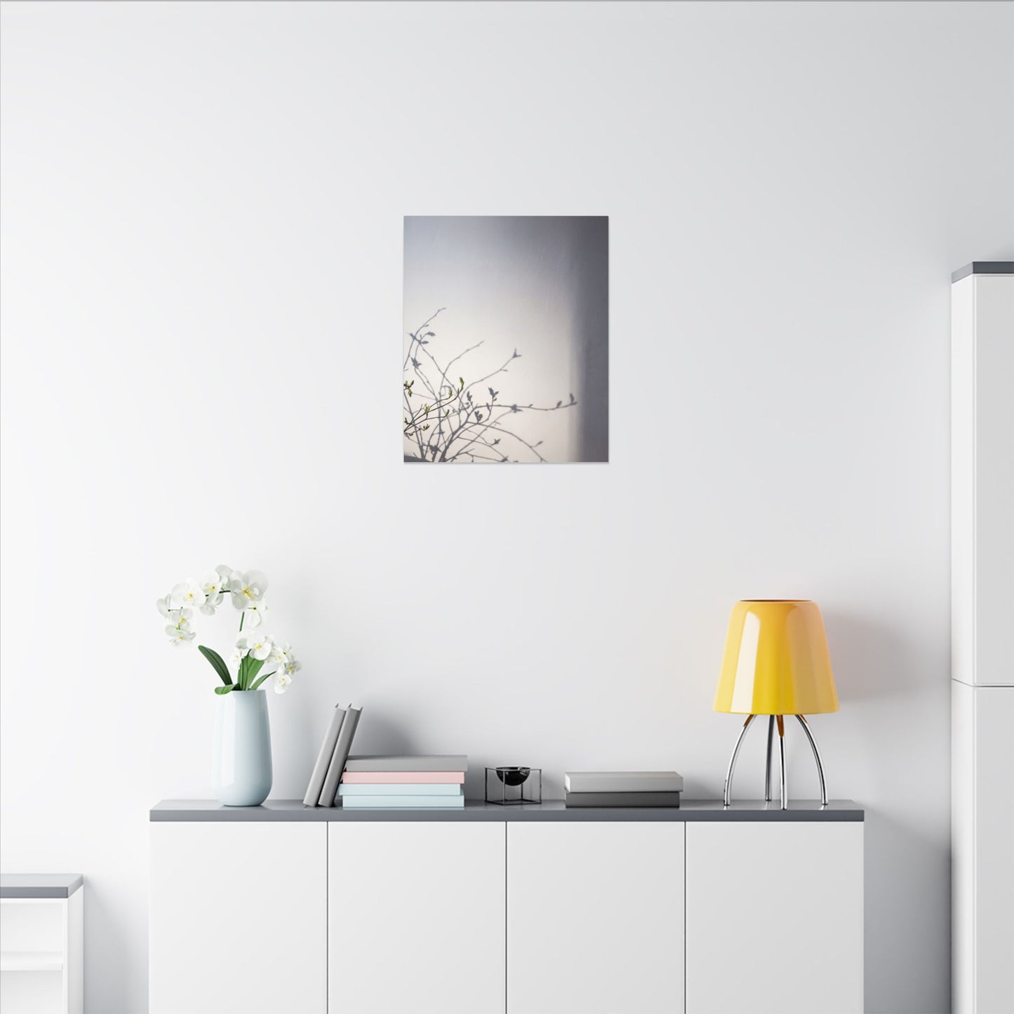 Japandi Shadow Play in Dawn | Japanese Pattern Canvas Art