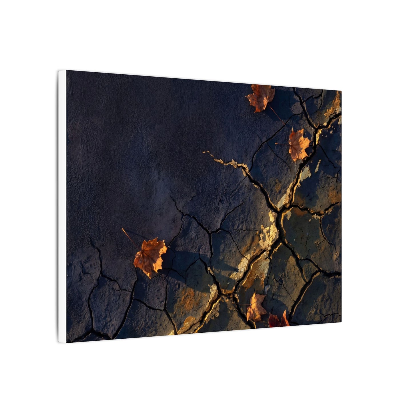 Cracked Earth Canvas Art | Autumn Dark Japandi Dark Texture Art