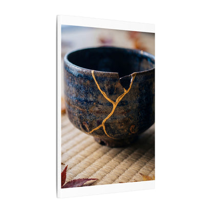 Tea Ceremony Autumn Canvas Art | Kintsugi Healing Design