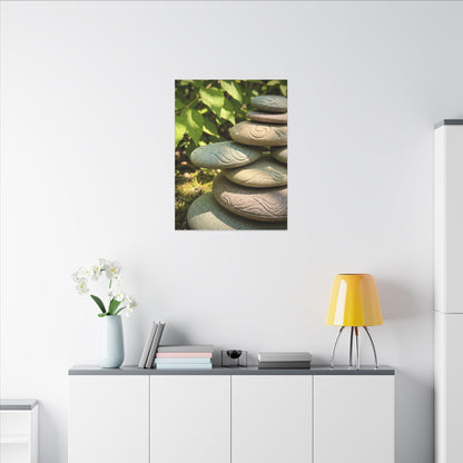 River Stones Summer Canvas Art | Japandi Earthy Design