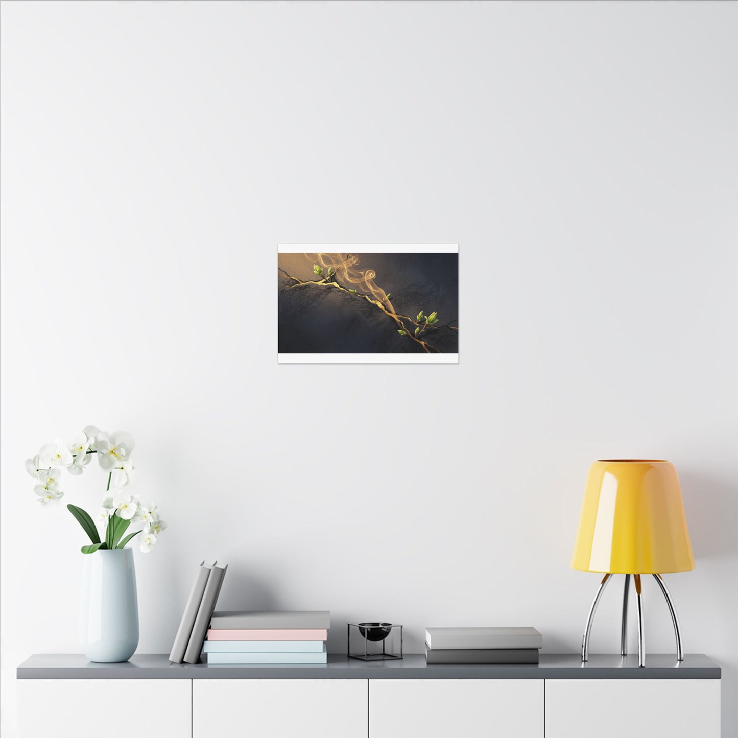 Spring Incense Smoke Gold Vein Canvas Art | Healing Decor