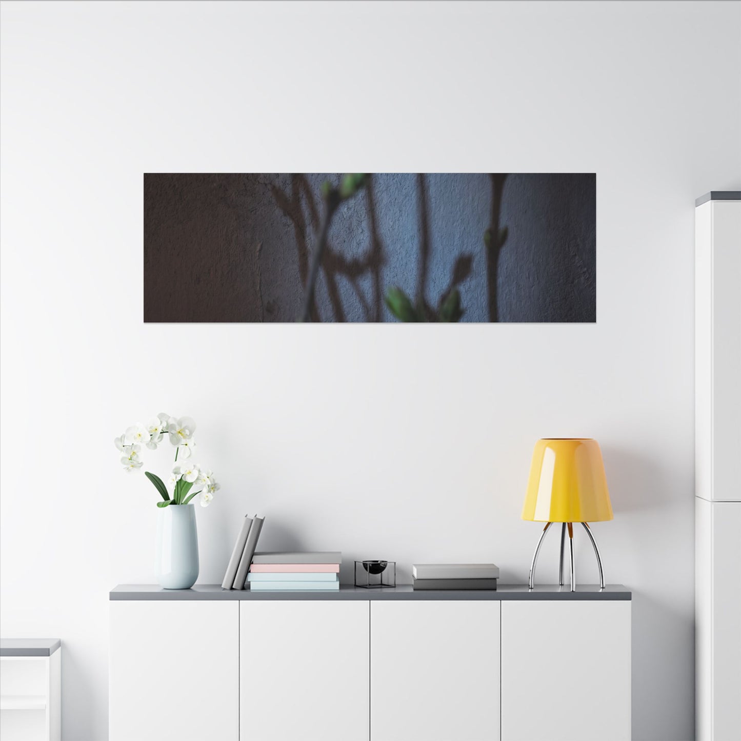 Shadow Play Spring Canvas Art | Dark Japandi Sophisticated Design