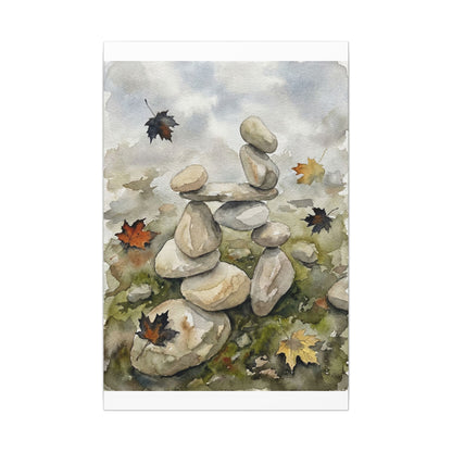 Overcast River Stones Canvas Art - Japandi Fukinsei