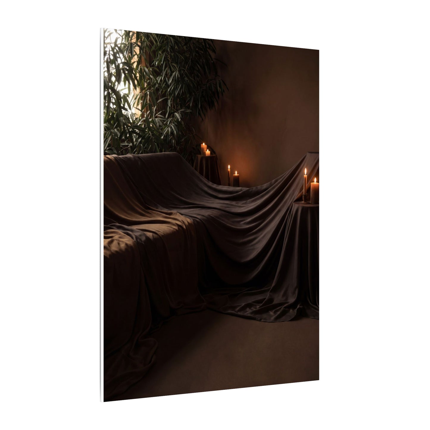 Candlelight Silk Drape Canvas Art - Dark Japandi Ma