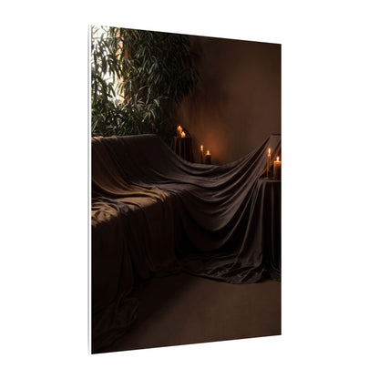Candlelight Silk Drape Canvas Art - Dark Japandi Ma