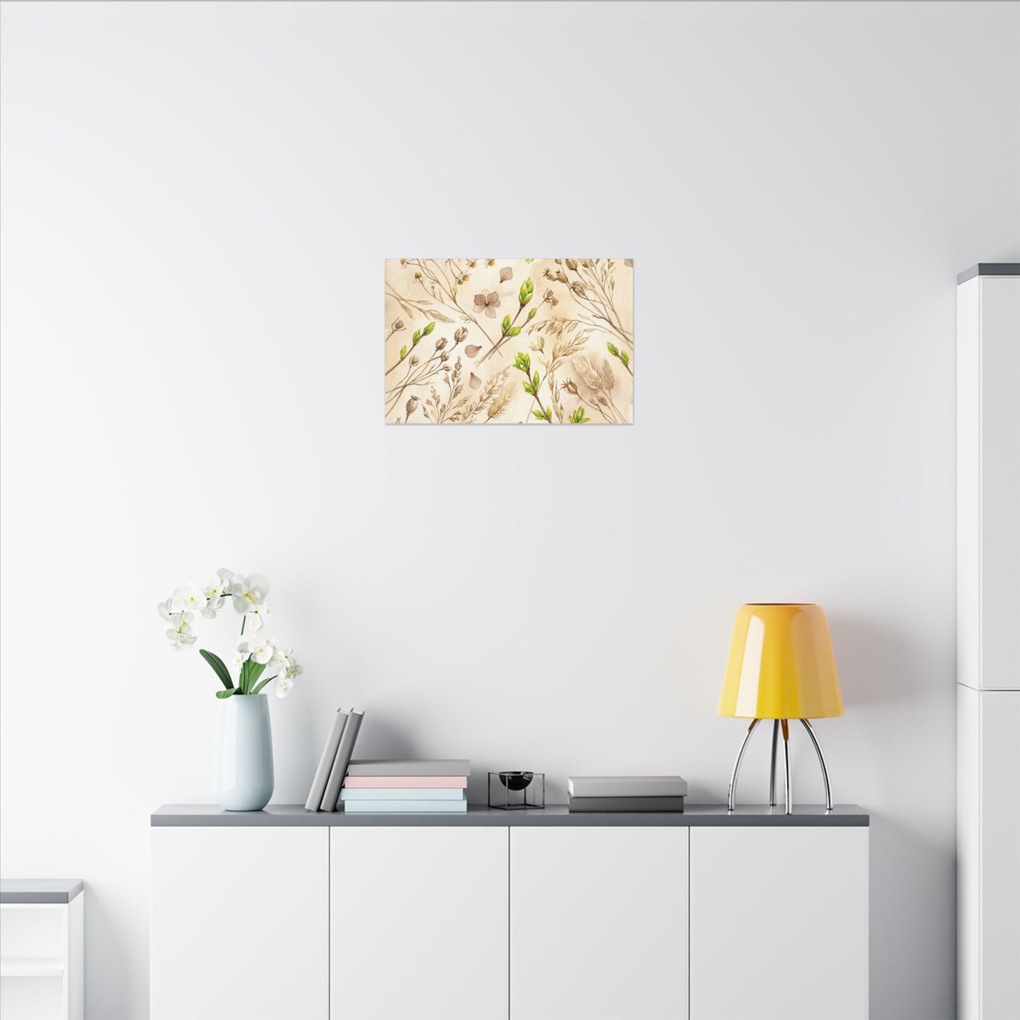 Spring Dried Flowers Watercolor Canvas Art | Earthy Decor