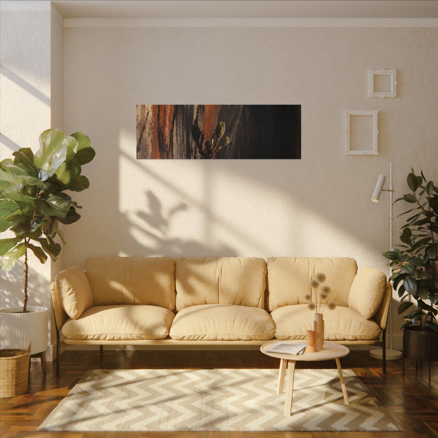 Rust Patina Charcoal Ink Canvas Art | Moody Dark Japandi Art