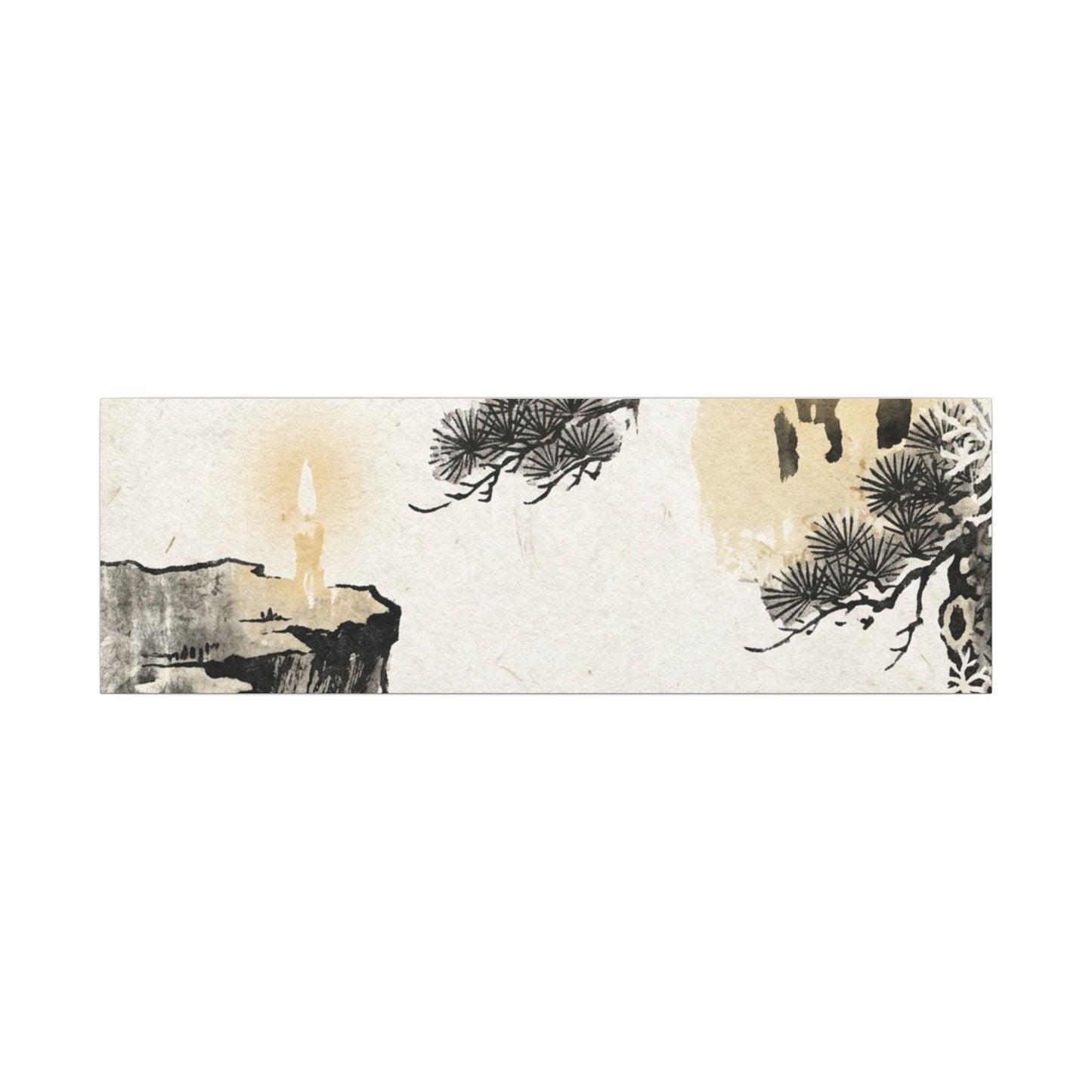 Japandi Pine Tree in Candlelight | Japanese Pattern Canvas Art