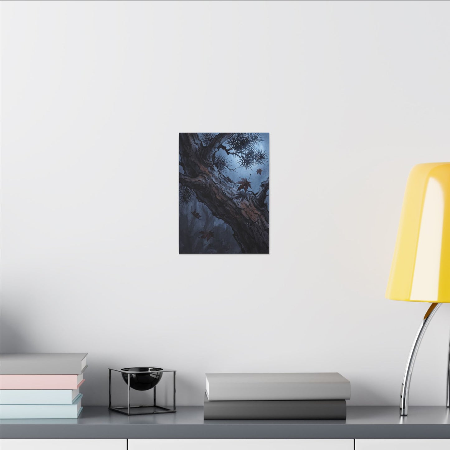 Atmospheric Pine Tree Canvas Art - Shadow Zen Dark Japandi