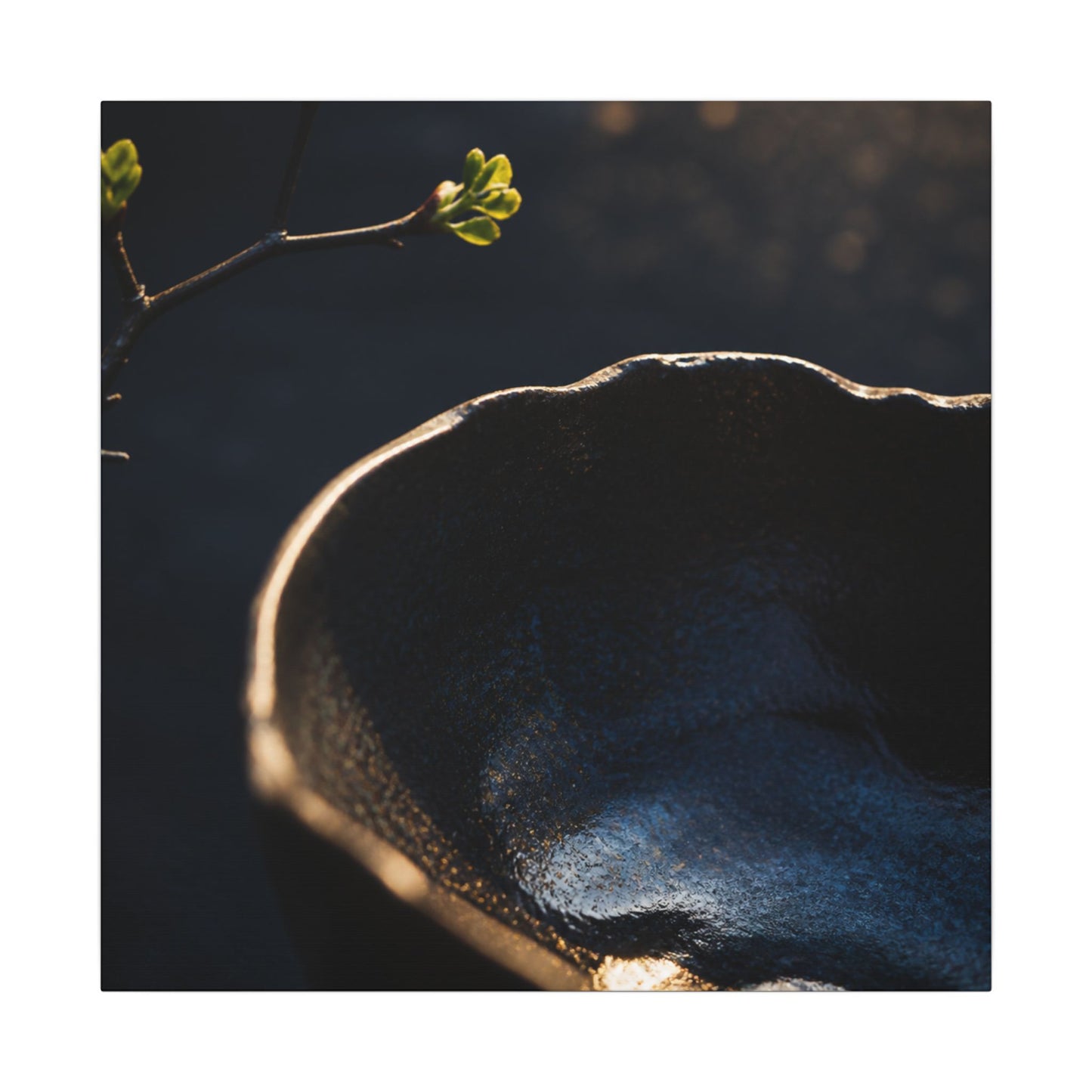 Ma Ceramic Bowl Canvas Art - Dark Japandi Shadow Zen