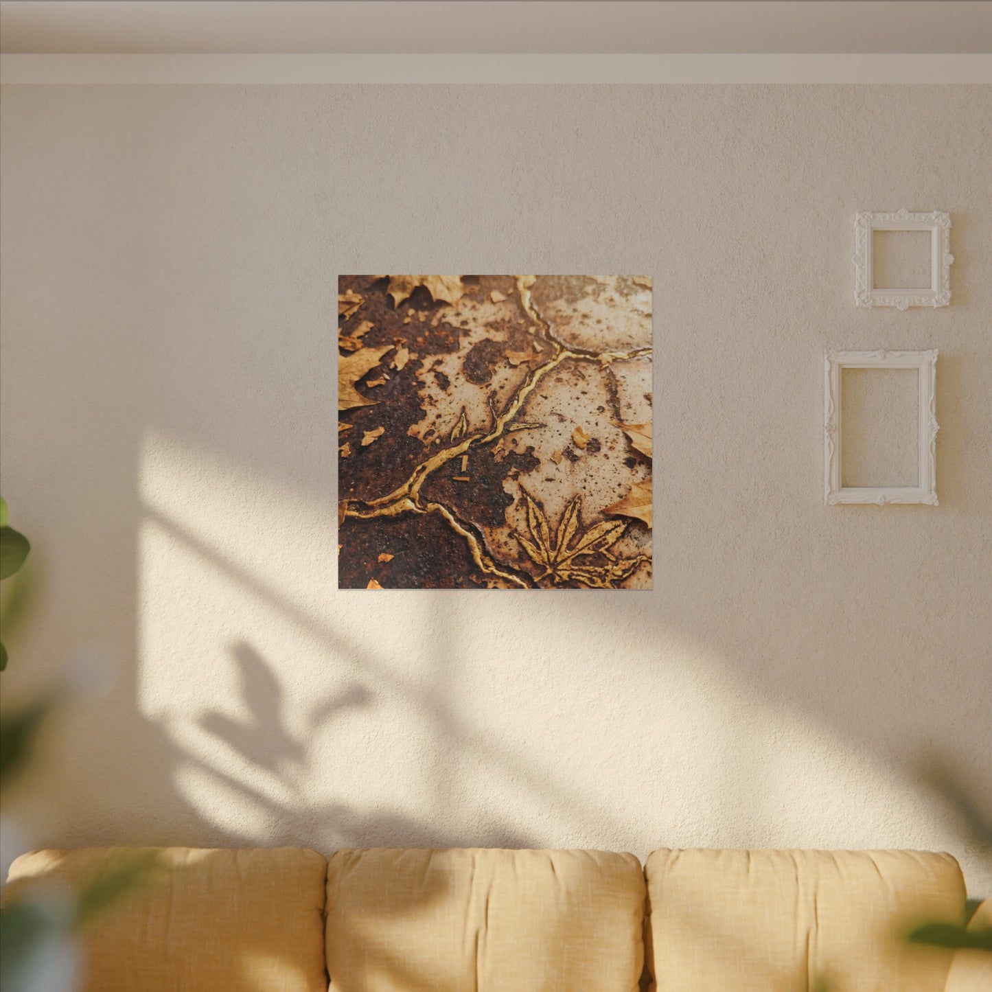 Kintsugi Rust Patina in Golden Hour | Gold Vein Canvas Art
