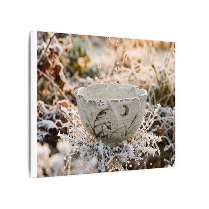Japandi Ceramic Bowl in Golden Hour | Japanese Pattern Canvas Art