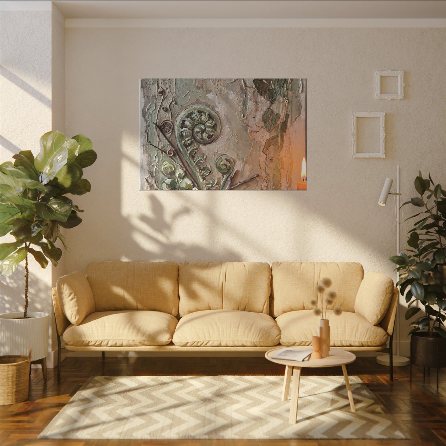 Datsuzoku Fern Unfurling Canvas Art - Japandi Texture