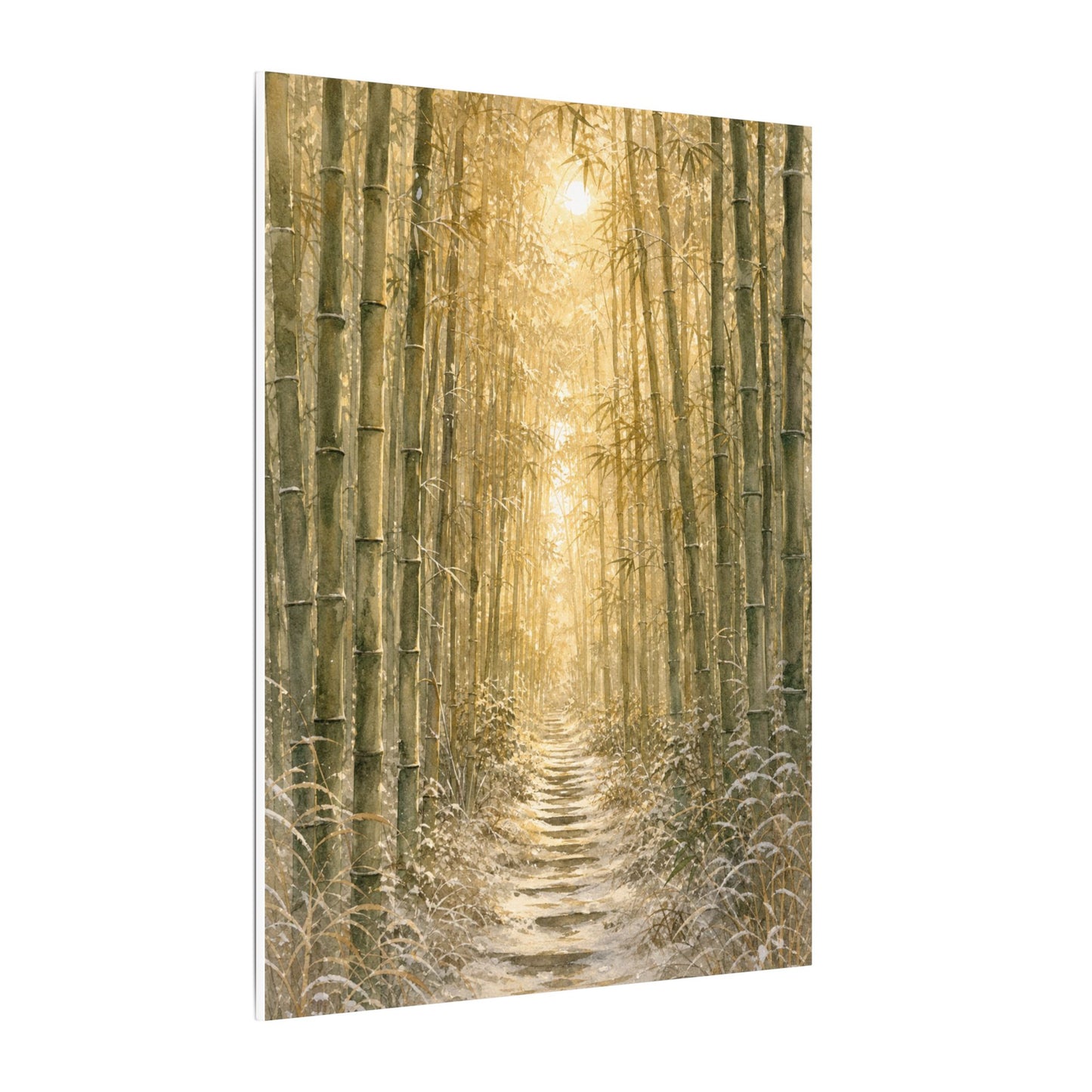 Bamboo Grove Winter Canvas Art | Japandi Elegant Design
