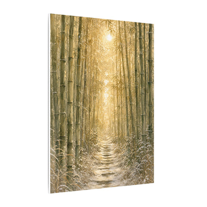Bamboo Grove Winter Canvas Art | Japandi Elegant Design