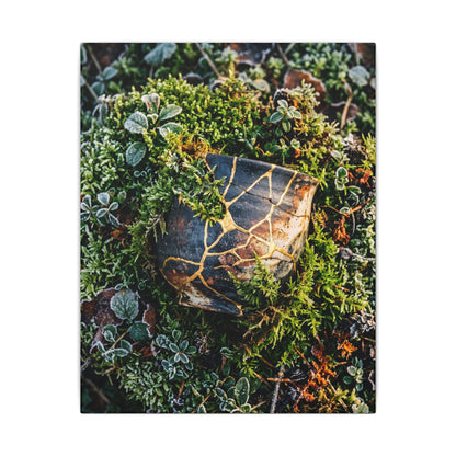 Artful Moss Close Up Canvas Art - Gold Repair Kintsugi