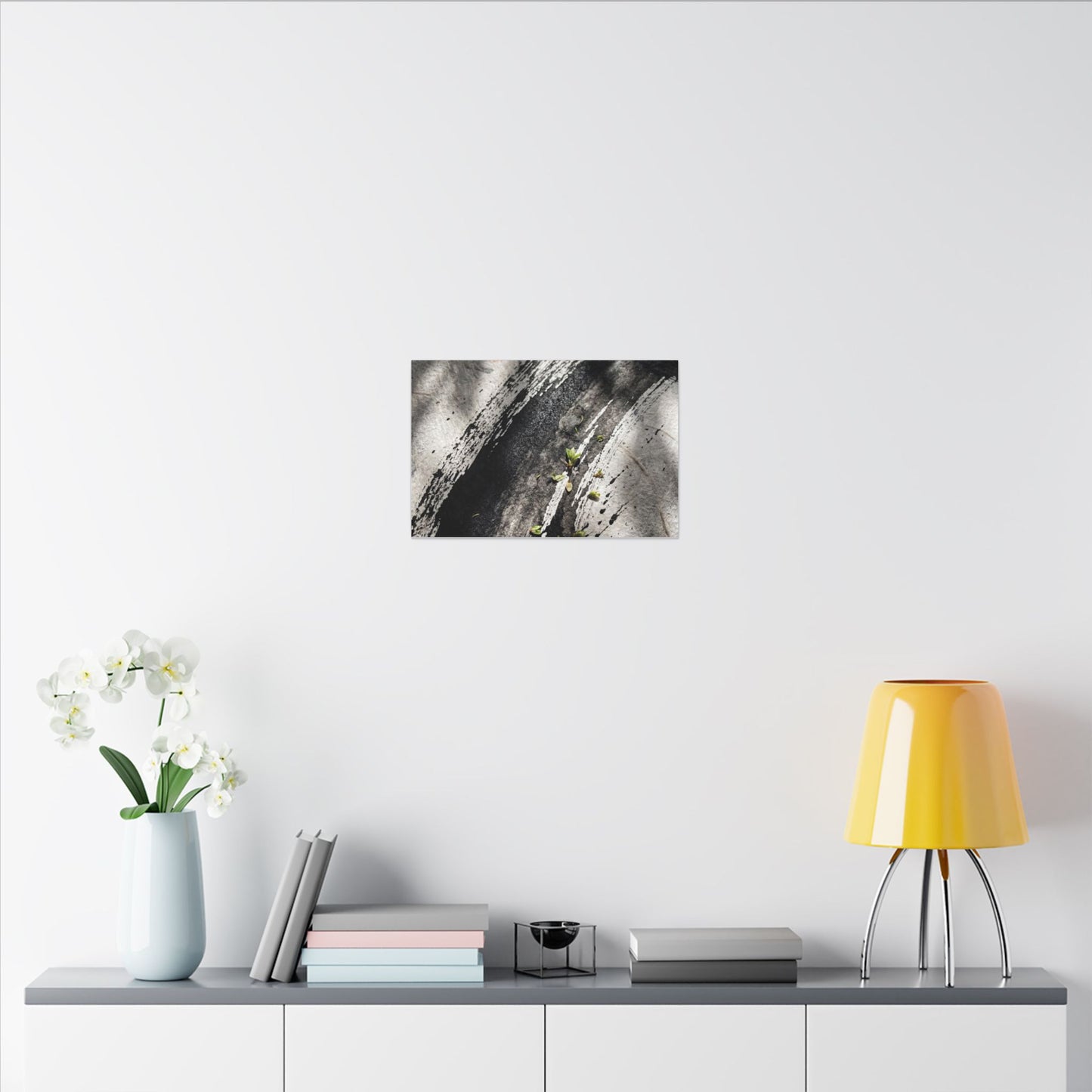 Ink Brushstroke Canvas Art | Spring Dark Japandi Moody Minimal Art