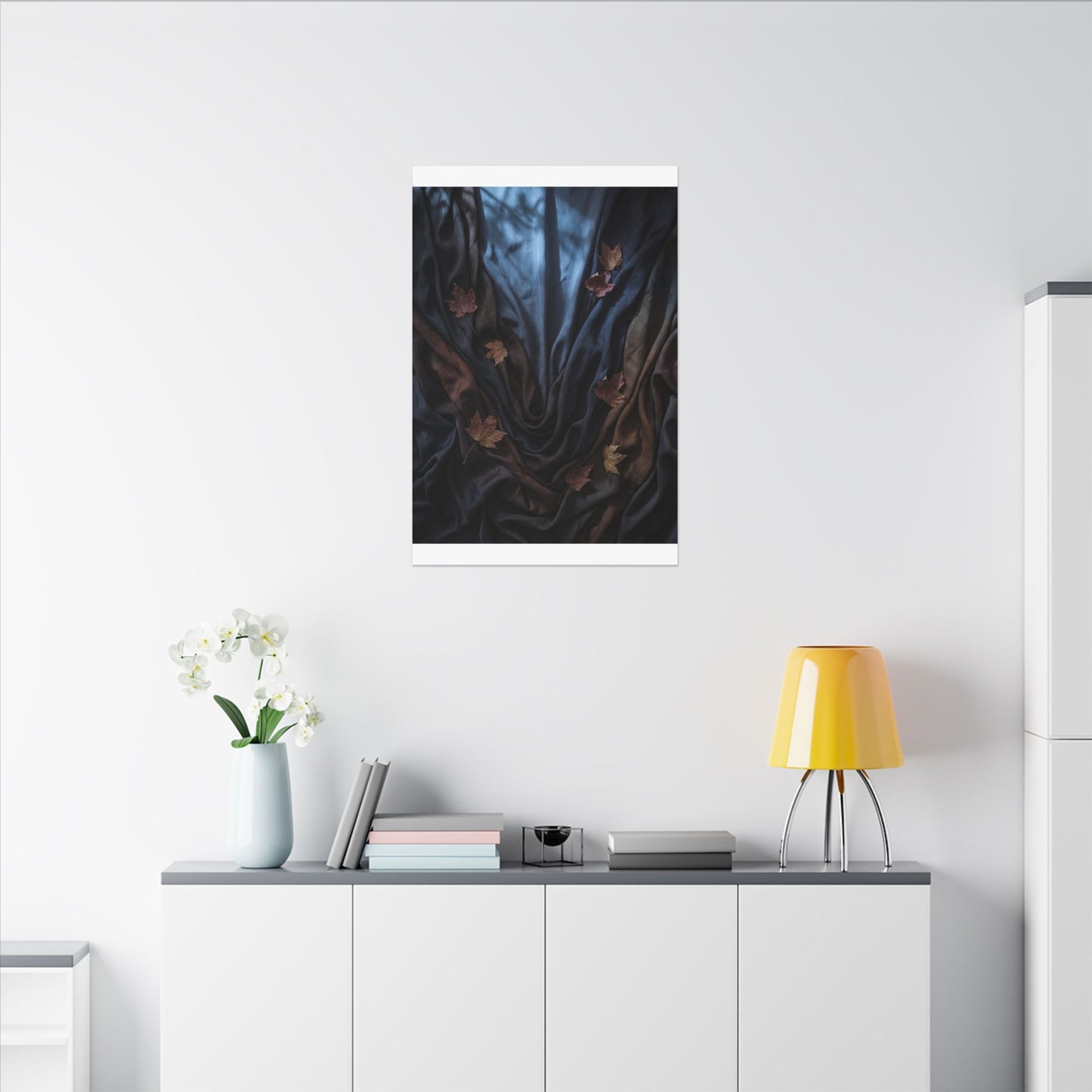 Silk Drape Canvas Art | Autumn Dark Japandi Moody Minimal Art