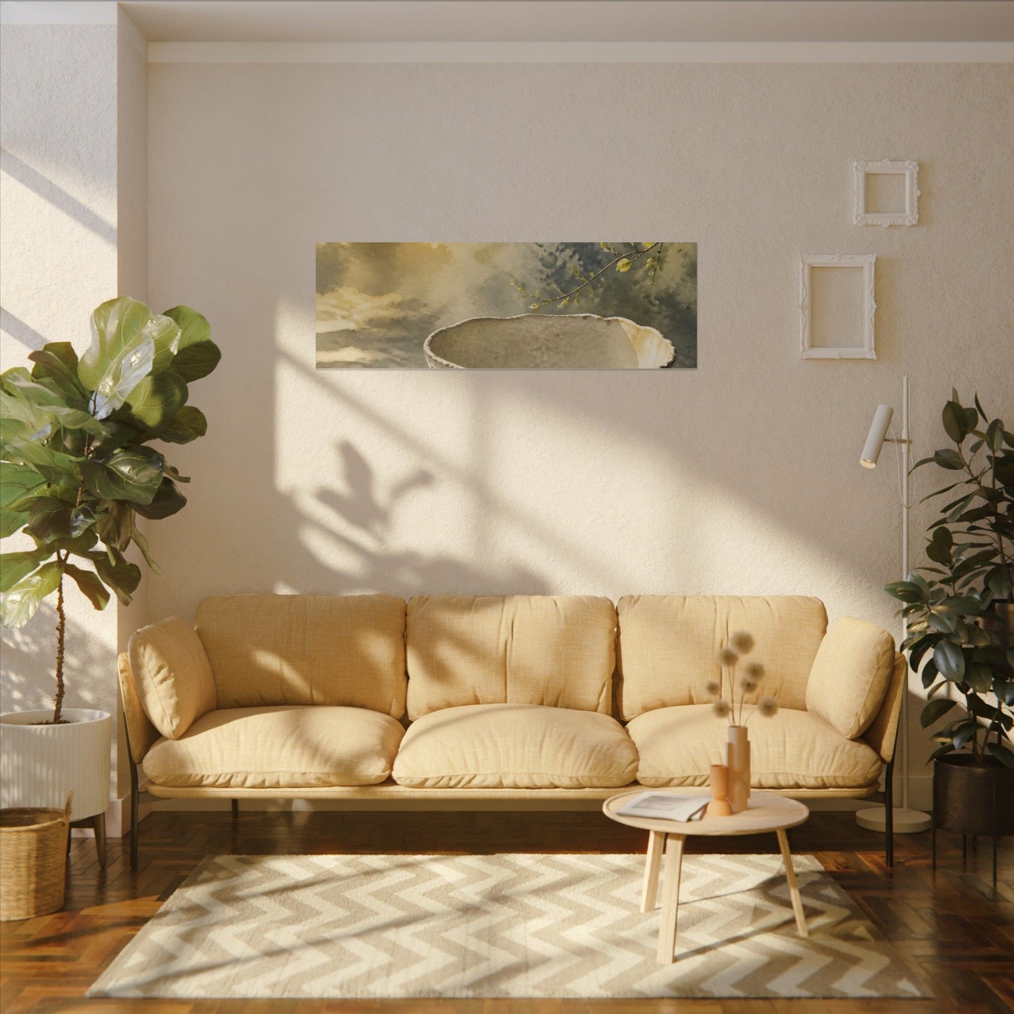 Cozy Ceramic Bowl Canvas Art - Watercolor Japandi