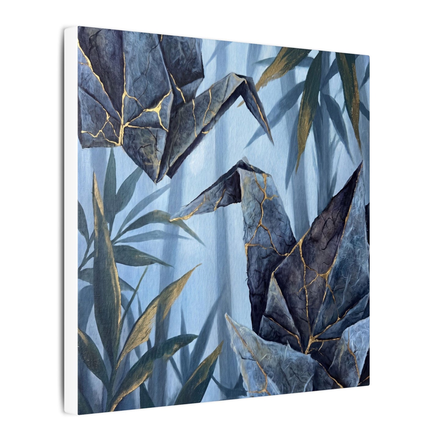 Paper Fold Canvas Art | Summer Kintsugi Crackle Gold Art
