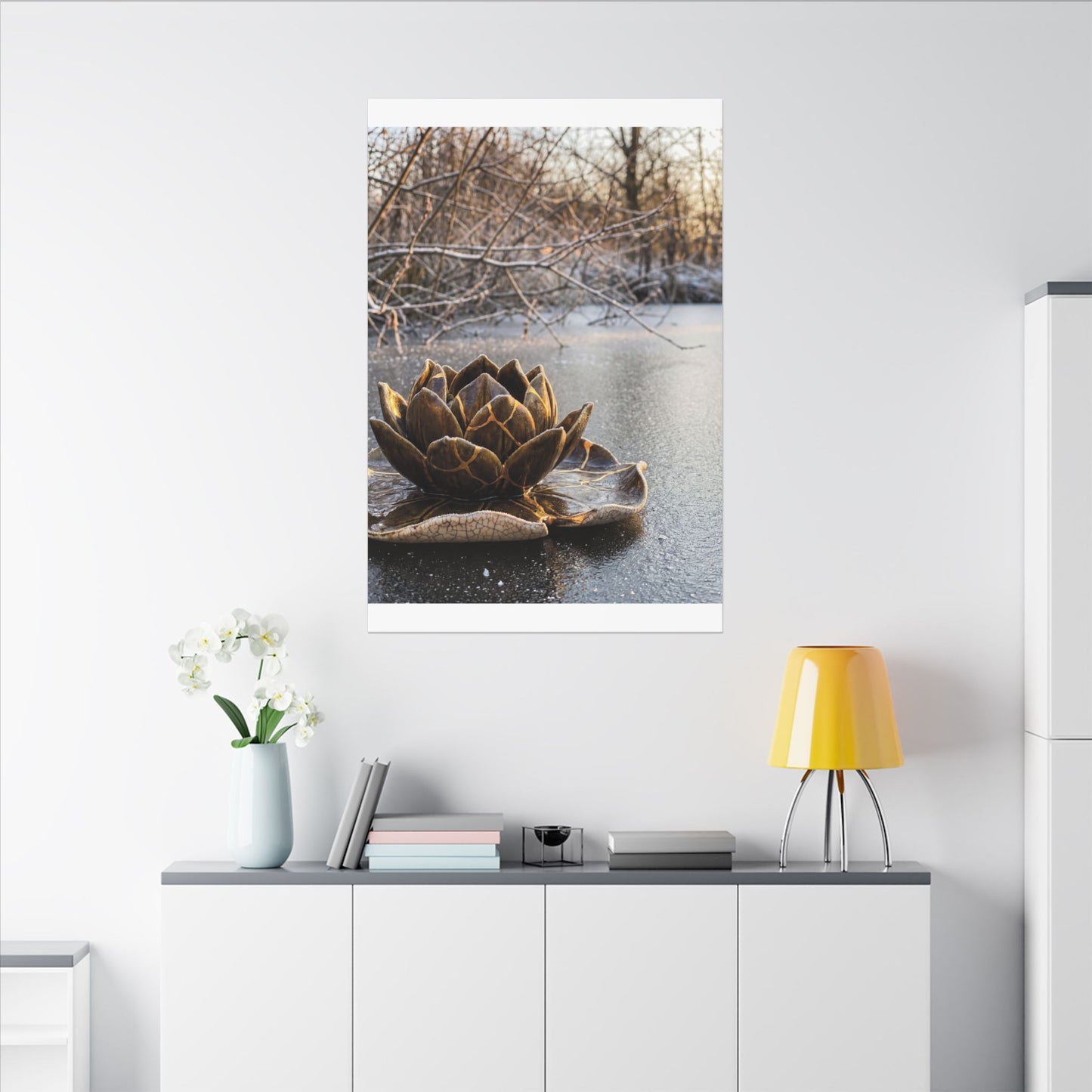 Lotus Flower Gold Repair Canvas Art | Beautiful Kintsugi Art