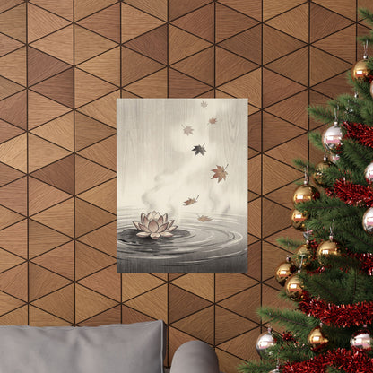 Lotus Flower Wall Art Print | Autumn Zen Ukiyo E Inspired Art