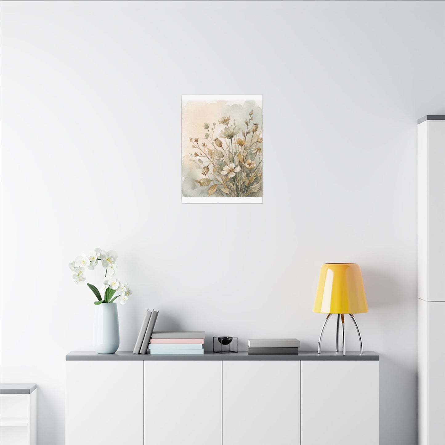 Summer Dried Flowers Watercolor Canvas Art | Elegant Decor