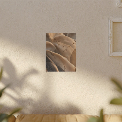 Japandi Silk Drape in Golden Hour | Japanese Pattern Canvas Art