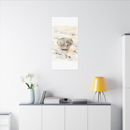 Ceramic Bowl Canvas Art | Winter Japandi Watercolor Art