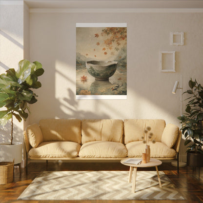 Autumn Ceramic Bowl Watercolor Canvas Art | Cozy Decor