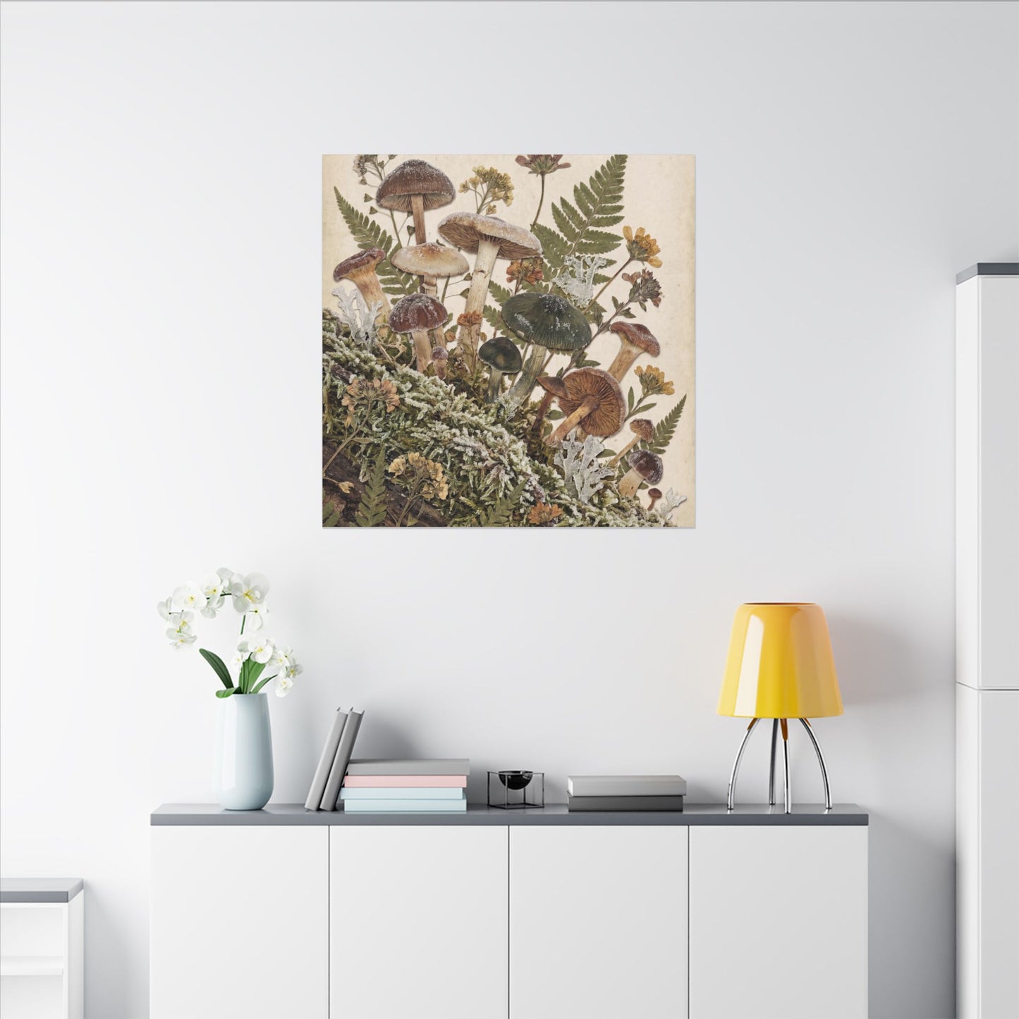 Winter Wild Mushrooms Herbarium Canvas Art | Enchanting Decor
