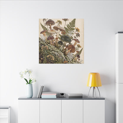 Winter Wild Mushrooms Herbarium Canvas Art | Enchanting Decor