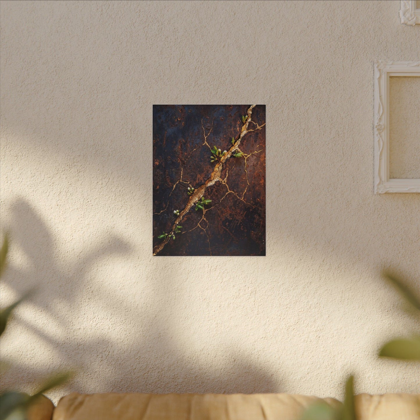 Rust Patina Spring Canvas Art | Kintsugi Resilient Design