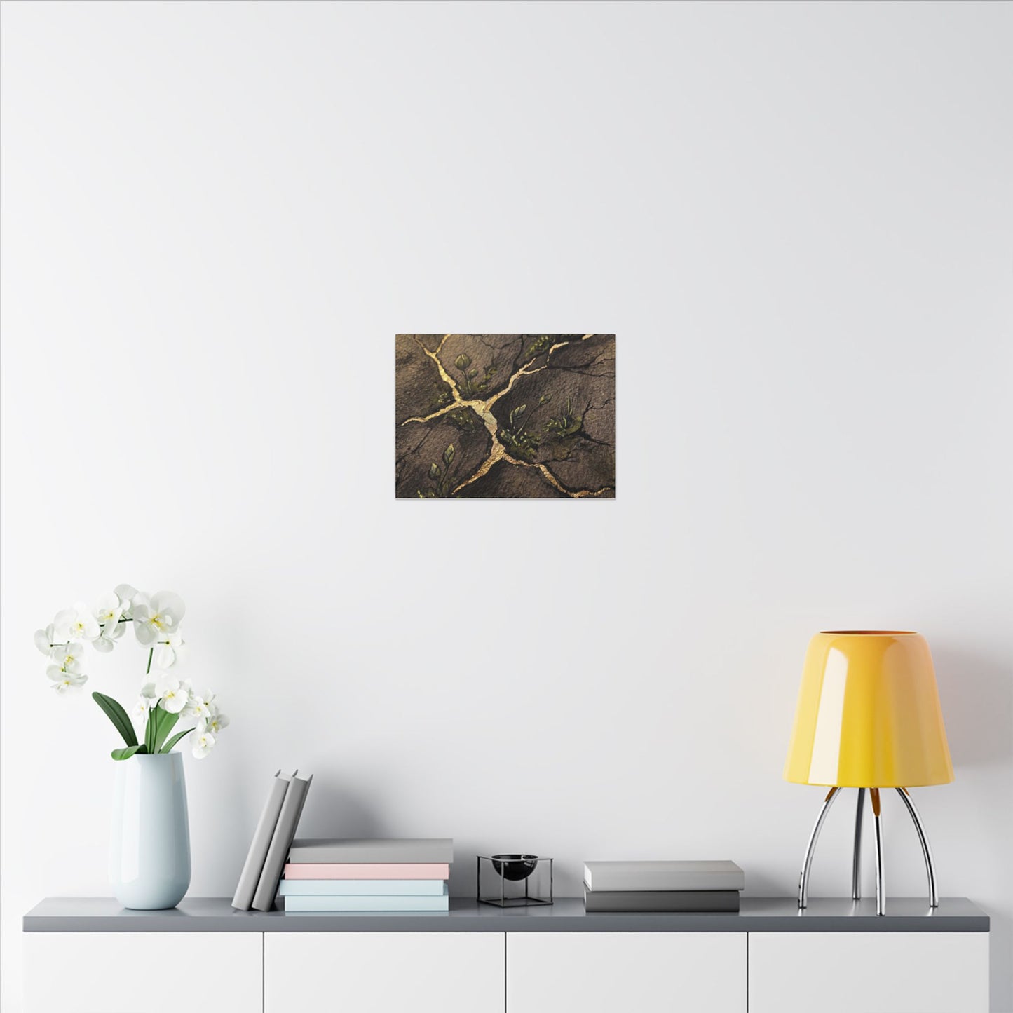 Spring Cracked Earth Charcoal Ink Canvas Art | Luxurious Decor