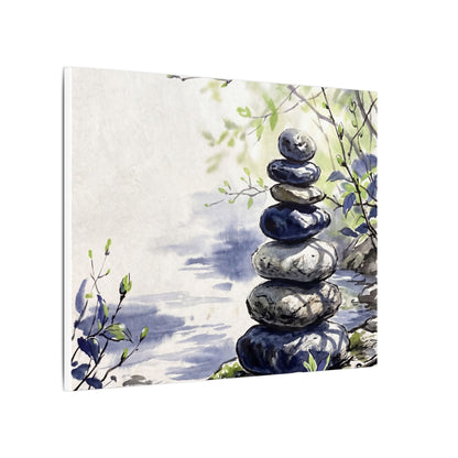River Stones Sumi E Canvas Art | Serene Zen Art